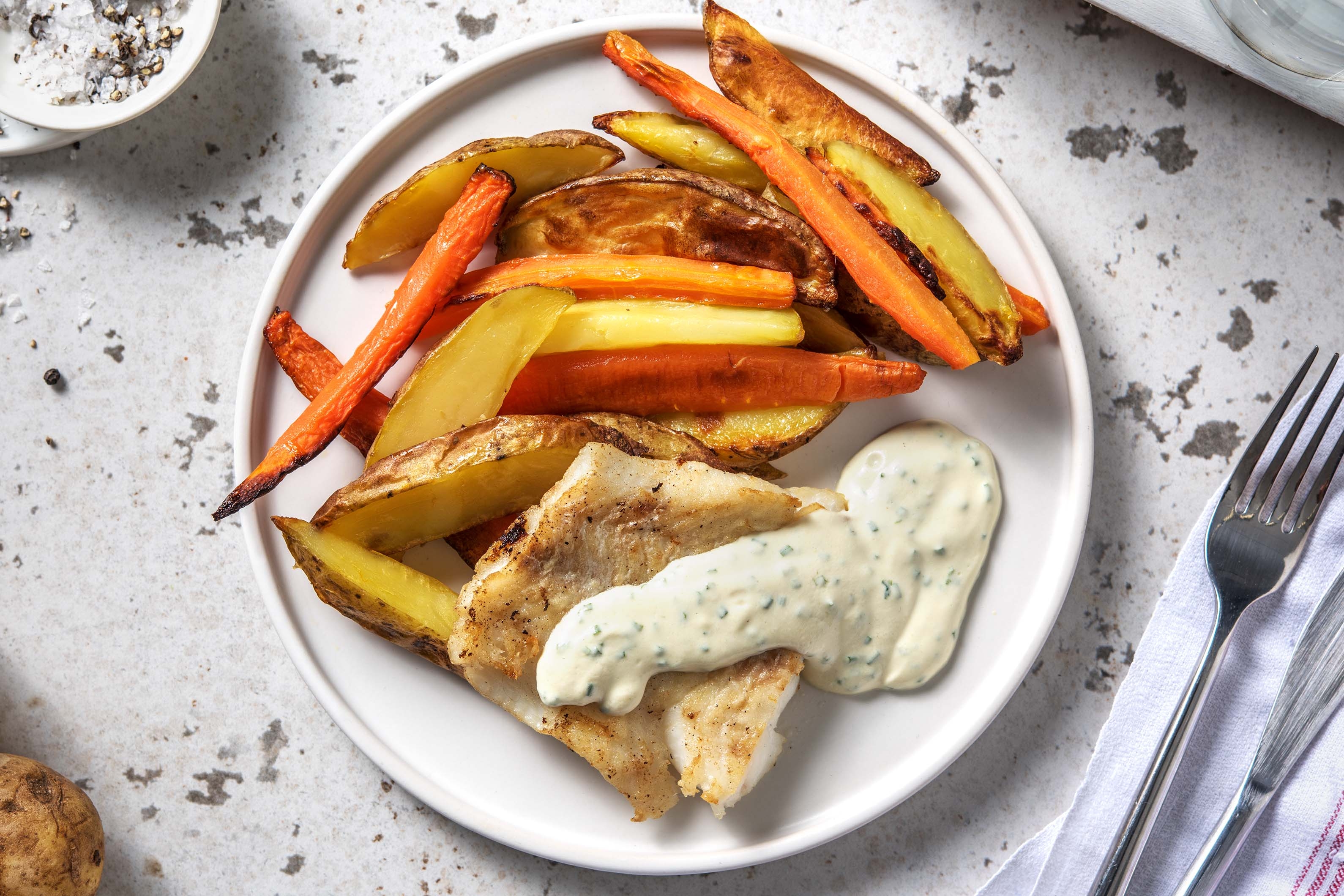 Filet d'églefin et sauce ciboulette
