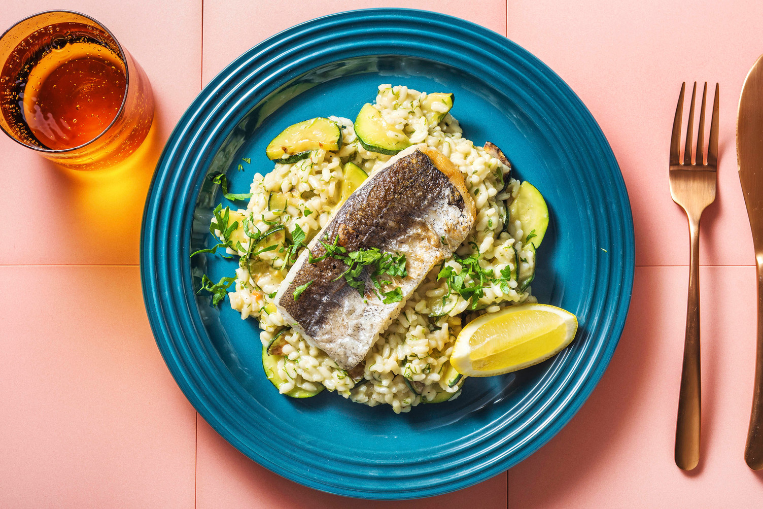 Gebratener Seehecht auf Risotto