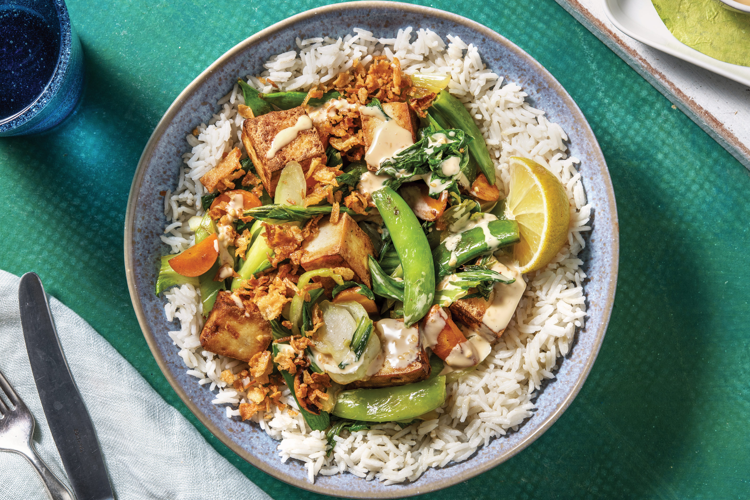 Malaysian Tofu Rice & Veggies