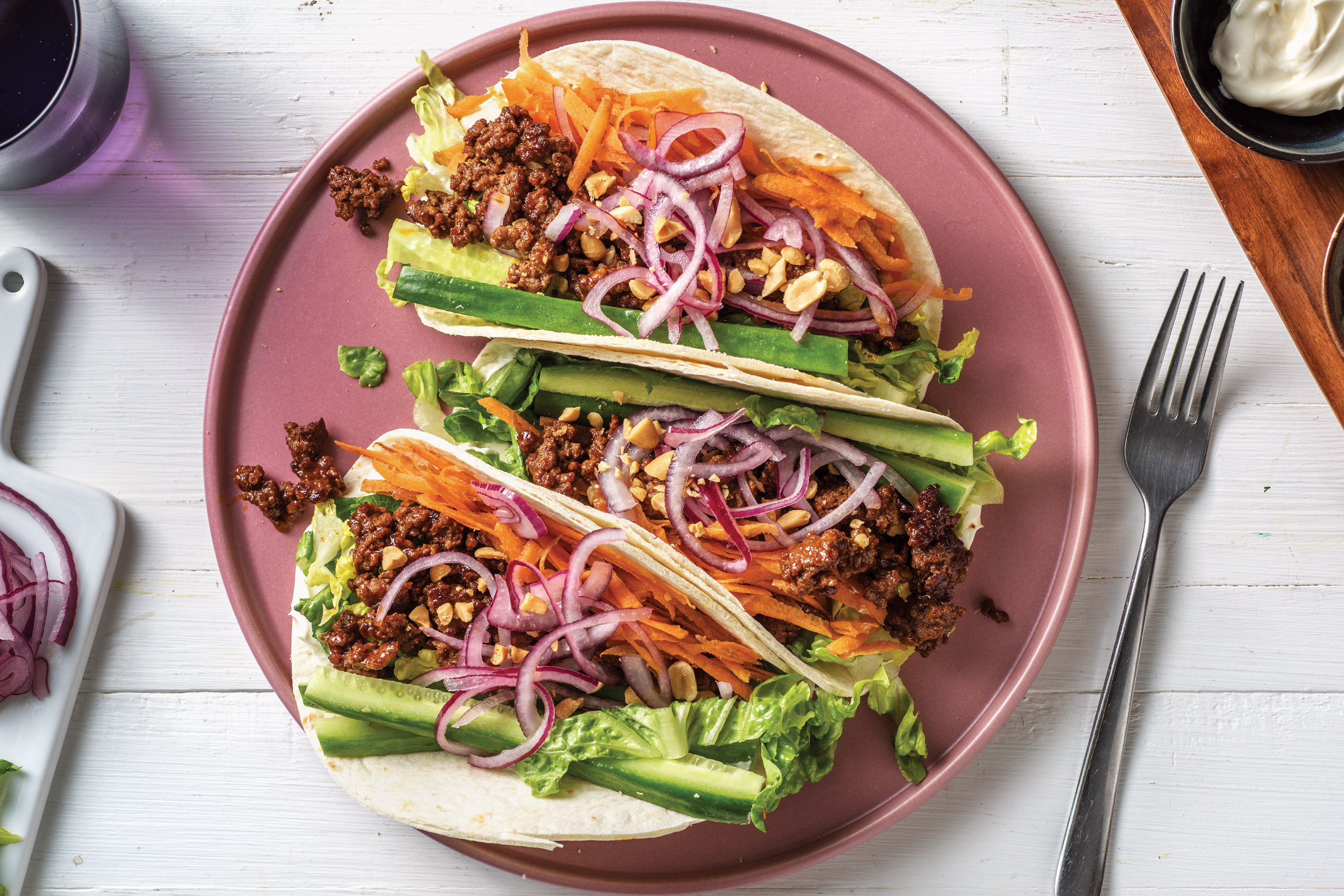 Sichuan Garlic Beef Tacos