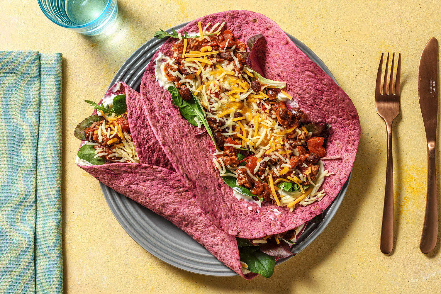 Rote-Bete-Burritos mit Hackfleisch