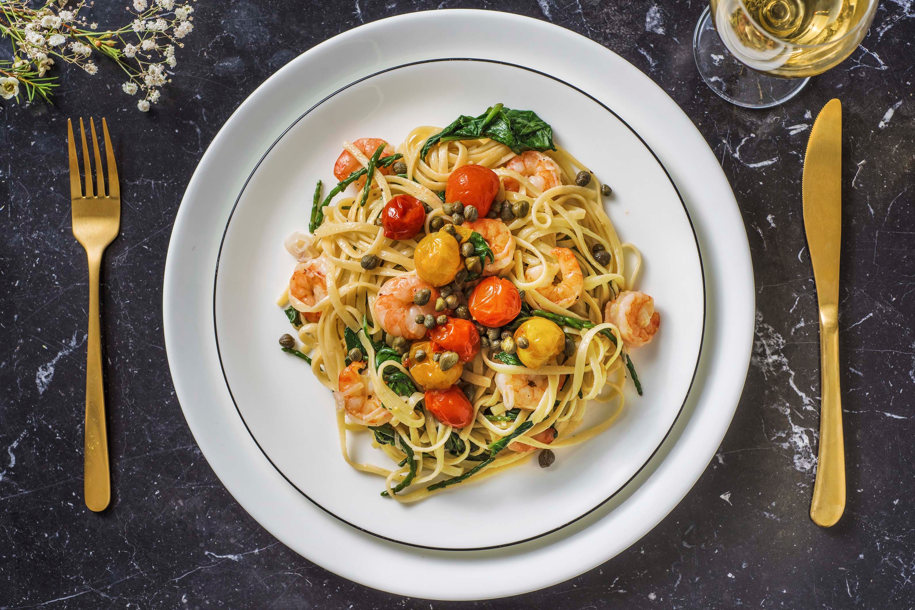 Creamy Lemony King Prawn Linguine