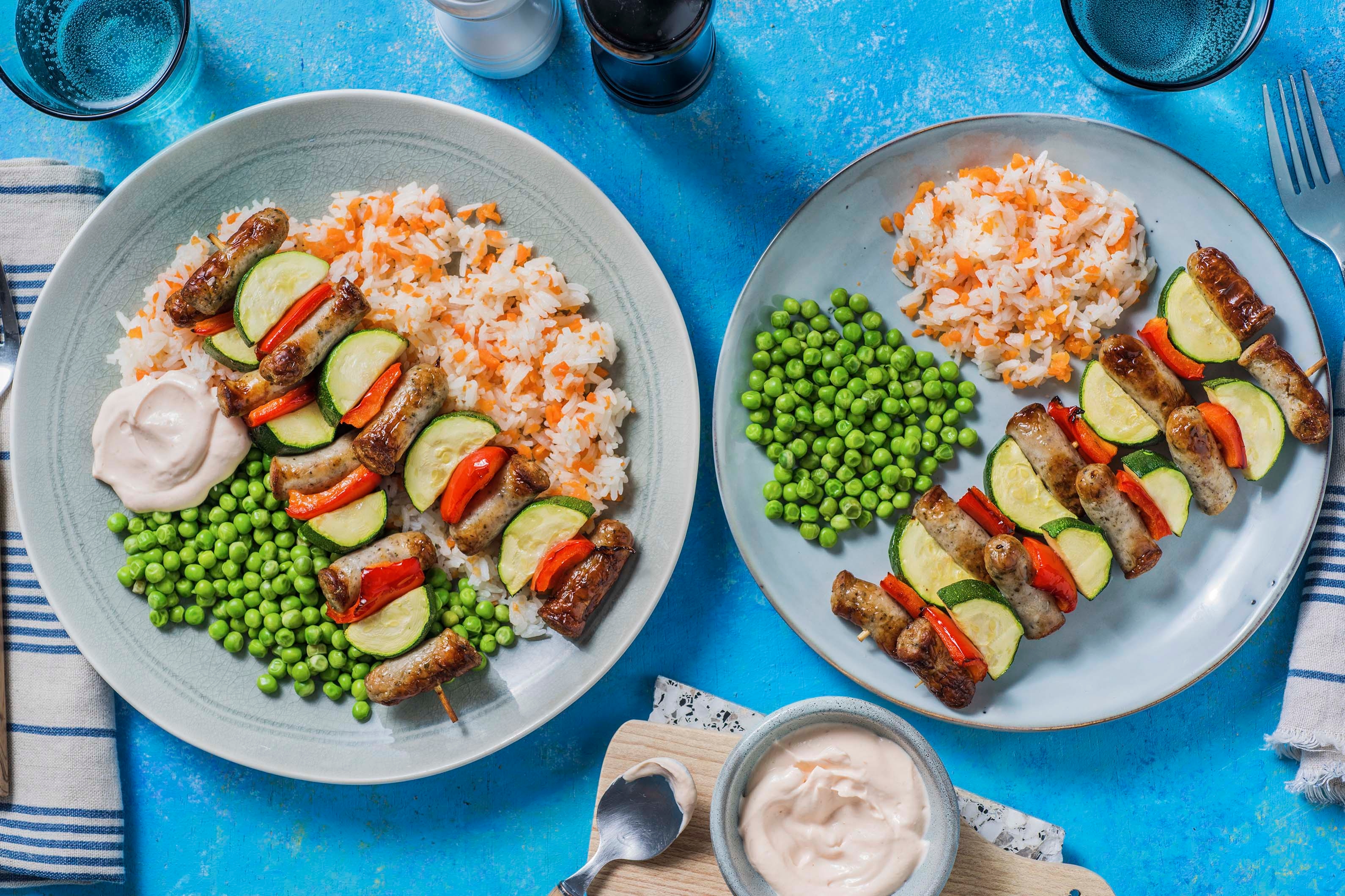 Bunte Würstchenspieße