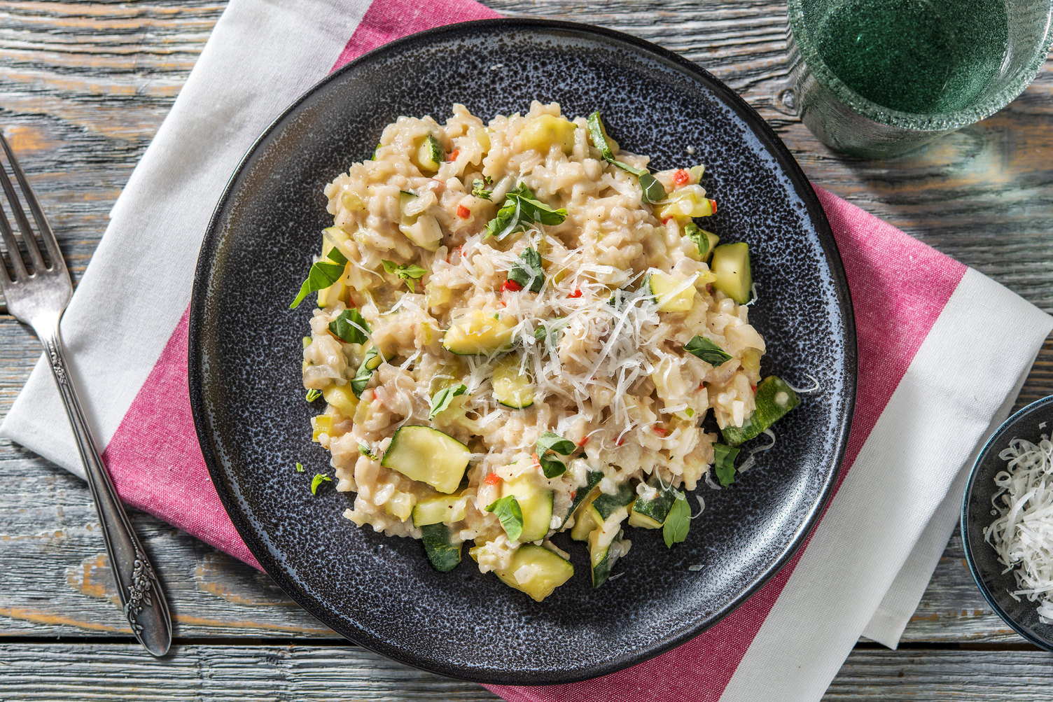 Risotto à la courgette et à la mozzarelle