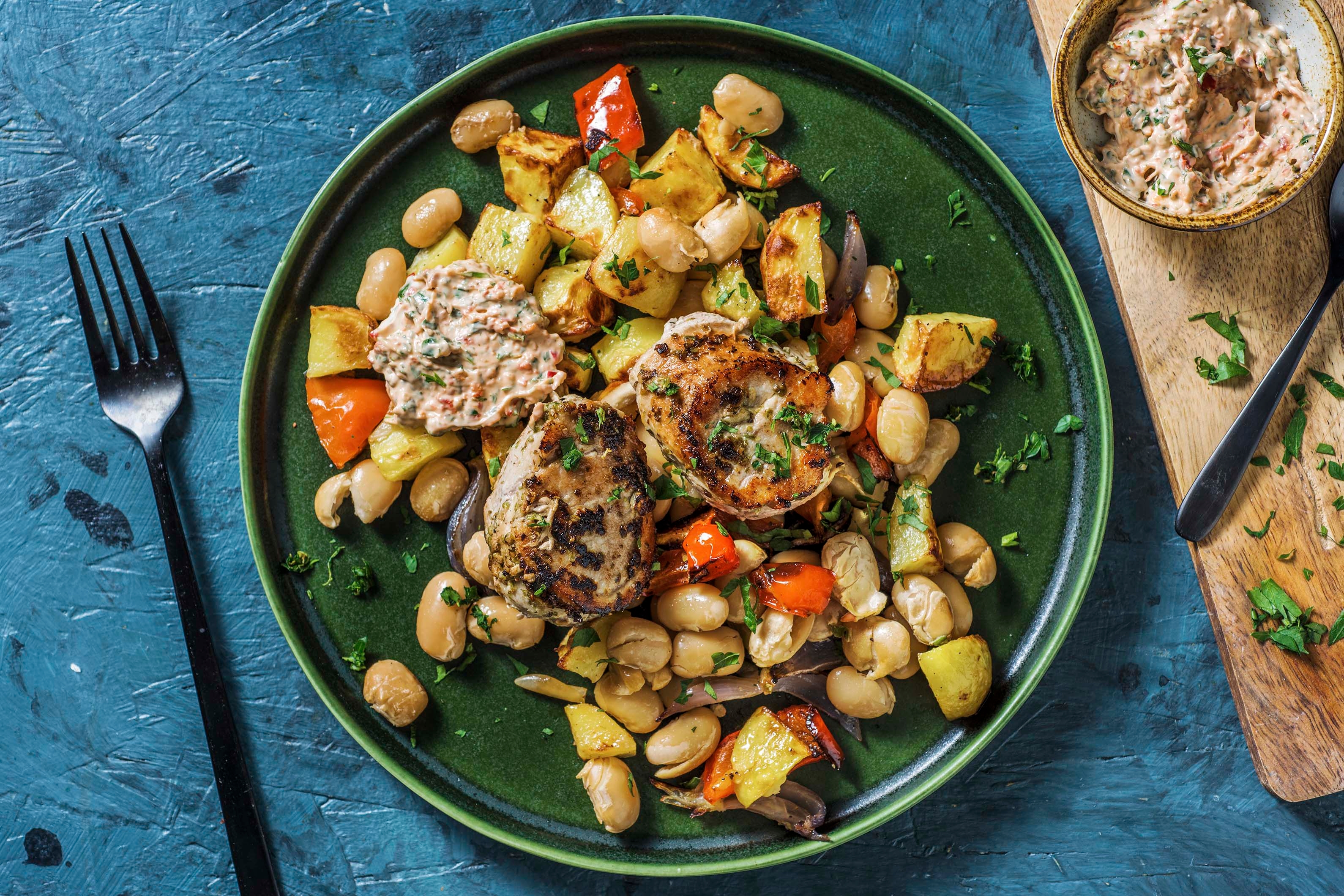 Schweinefilet mit buntem Ofengemüse