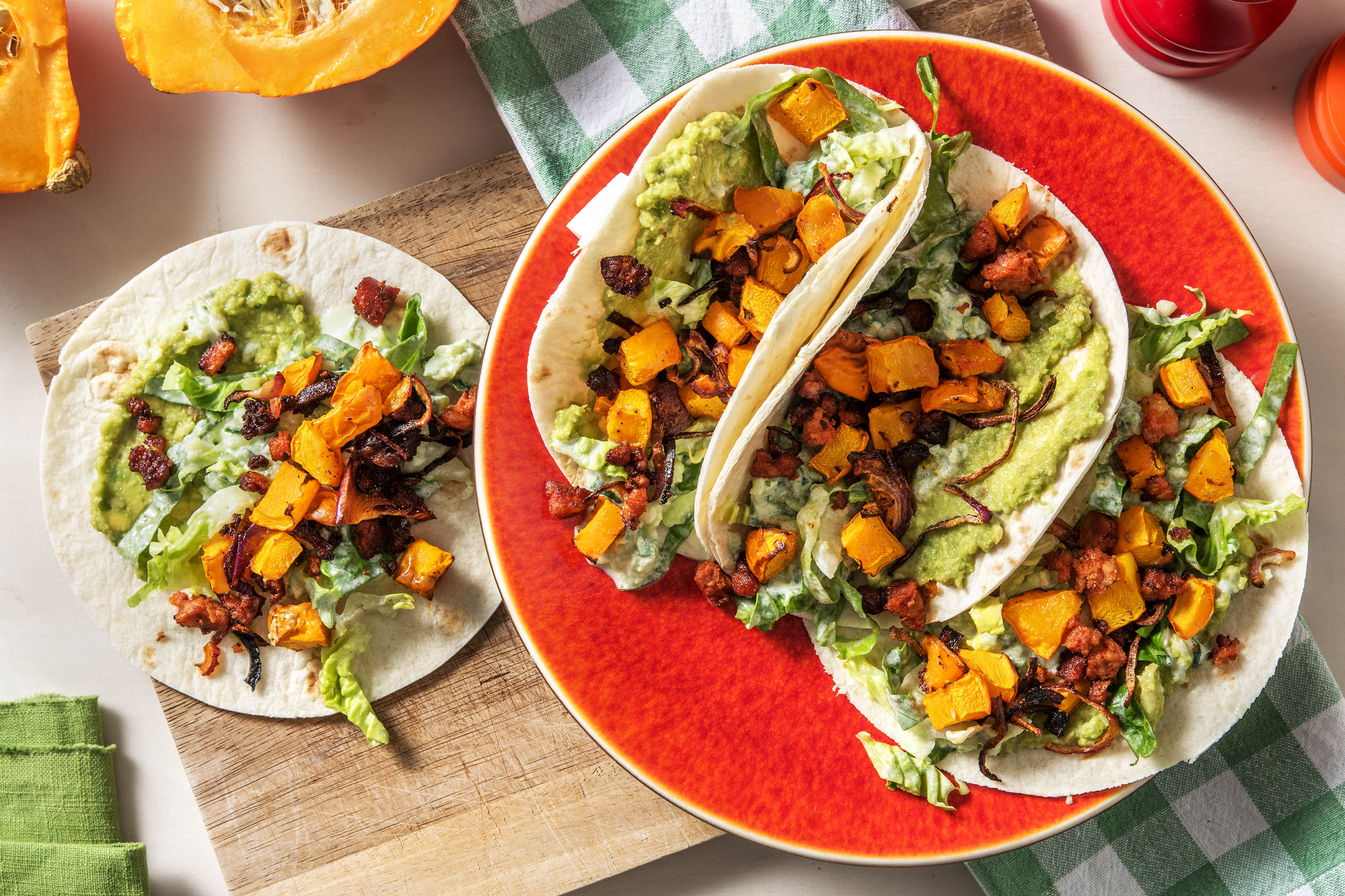 Tacos mit Süßkartoffelwürfeln und Chorizo