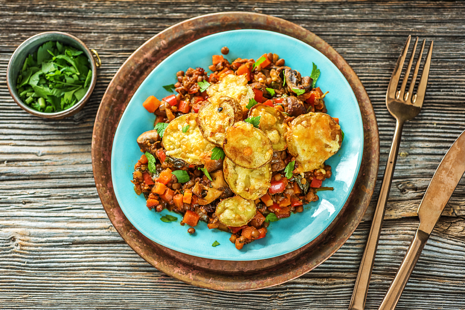 Linsenauflauf mit buntem Gemüse