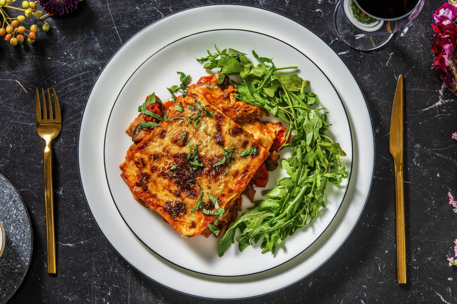 Lasagne au canard confit en sauce tomate