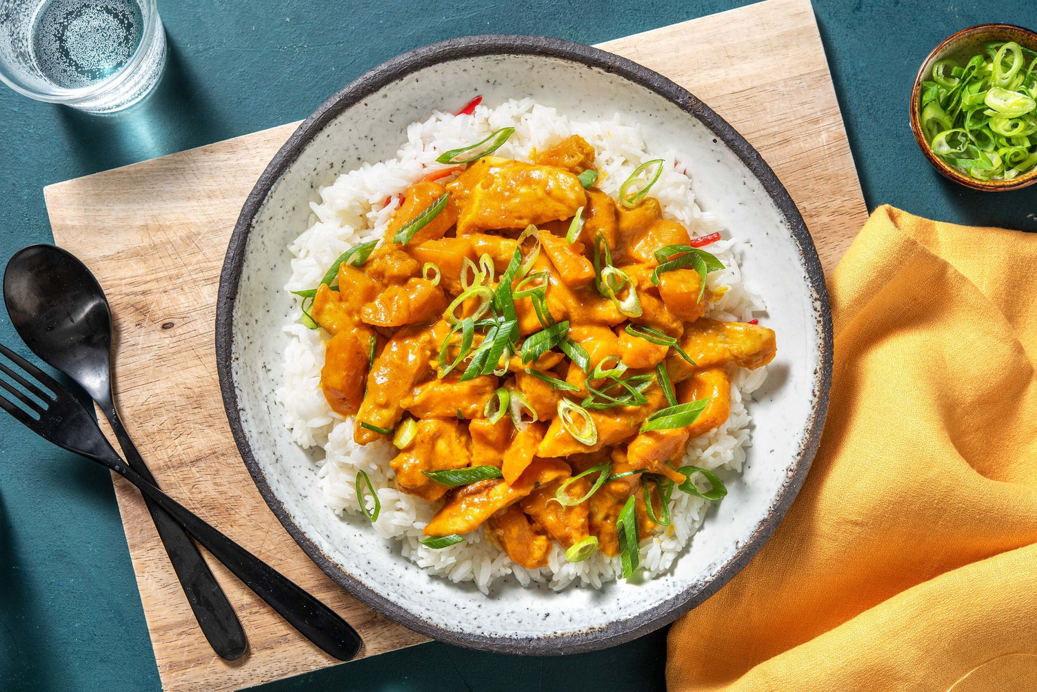 Kürbis-Hähnchen-Curry mit Chilireis