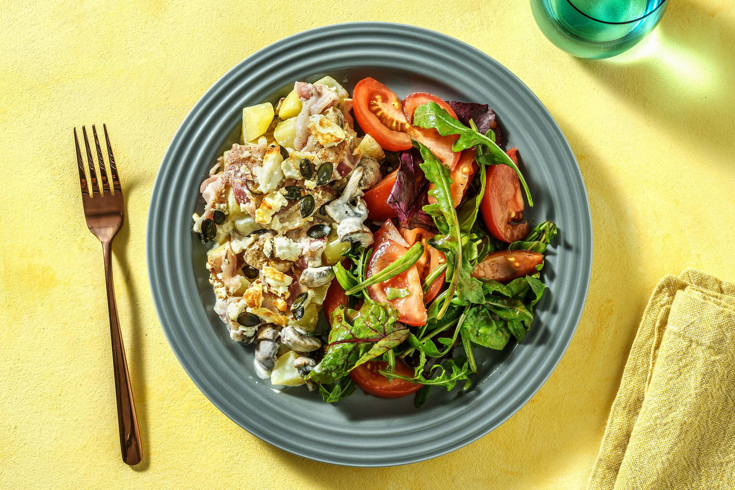 Kartoffel-Pilz-Auflauf mit Schinken