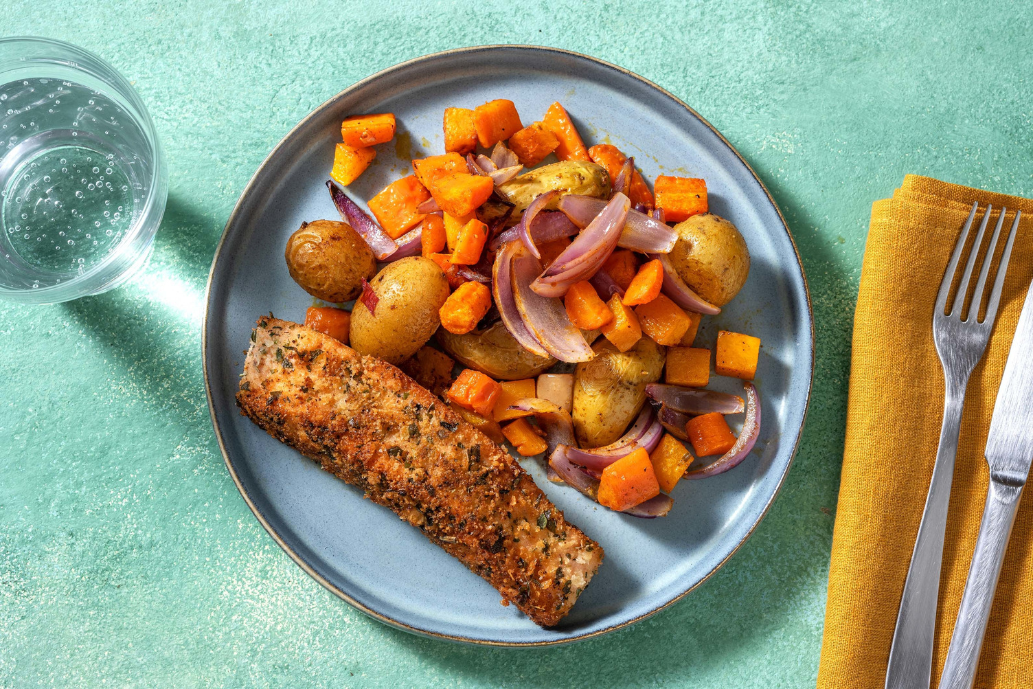 Saumon au four croustillant à la courge