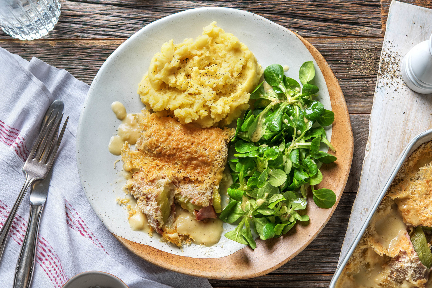 Witlof met ham en kaassaus uit de oven