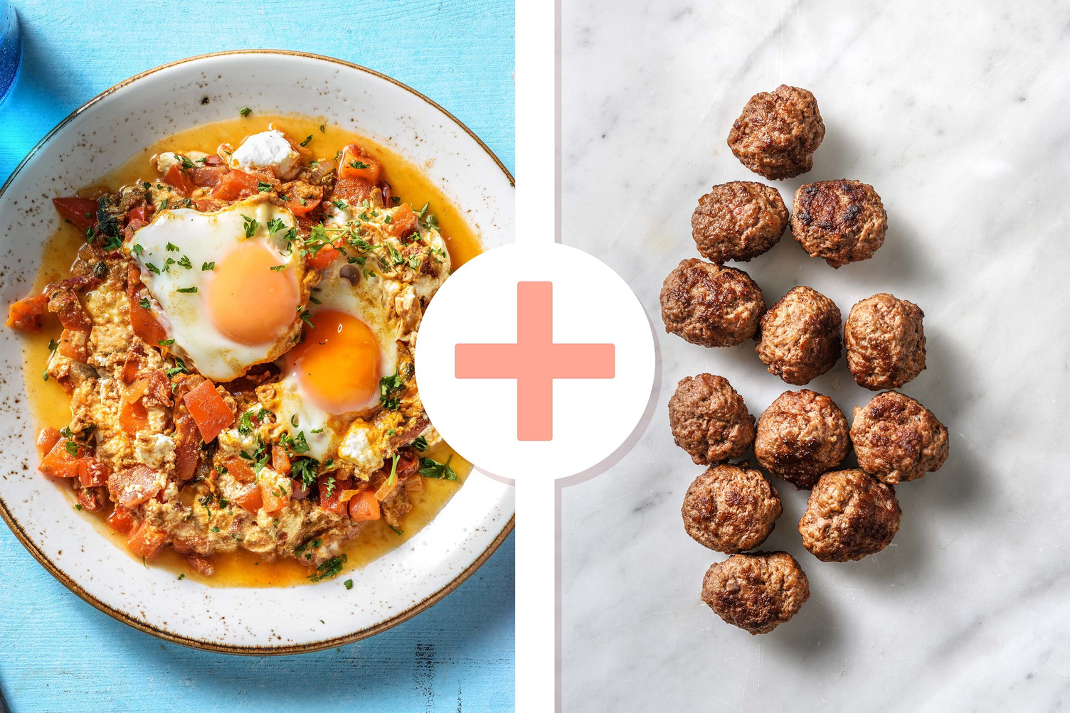 Chakchouka et boulettes de bœuf haché épicé en extra