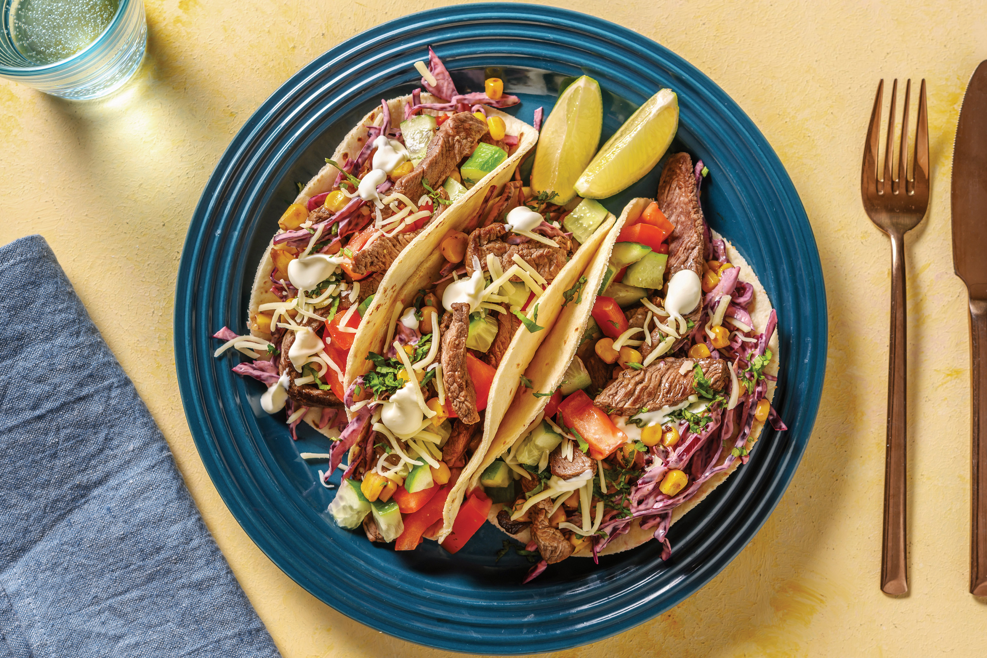 BBQ Beef Tacos with Slaw & Sour Cream