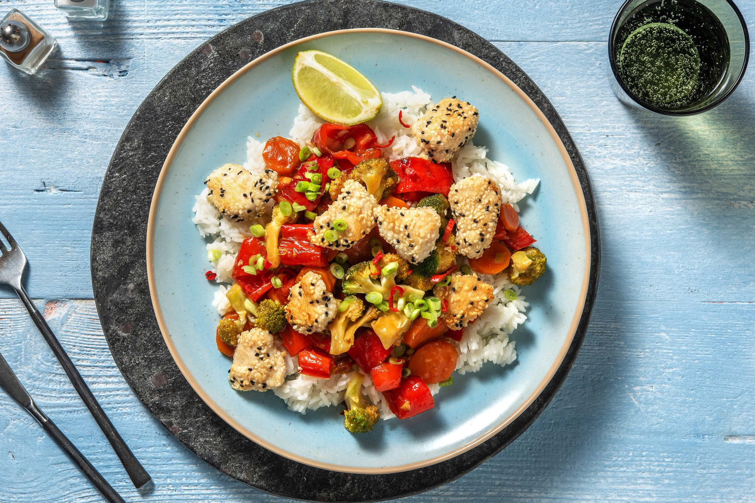 Sesampoulet mit Teriyaki-Stir-Fry