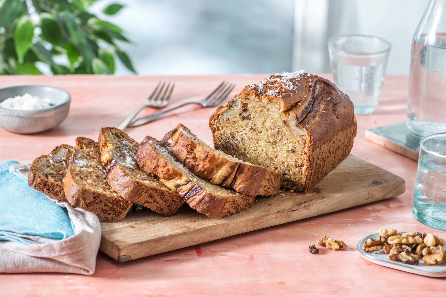 Banana bread aux noix et à la noix de coco