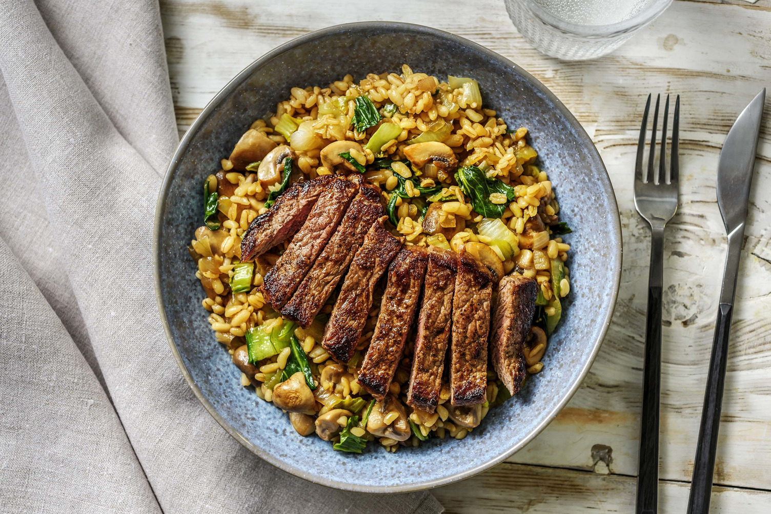 Parelgerstsalade met kogelbiefstuk
