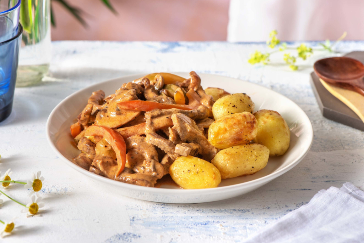 Bœuf stroganoff et pommes de terre grelots
