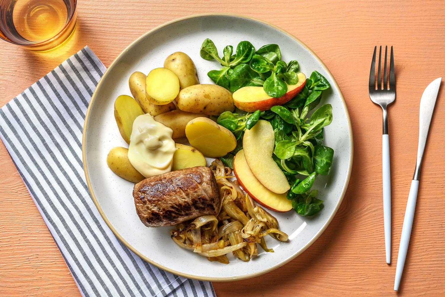 Paupiettes de bœuf, endives caramélisées et grenailles