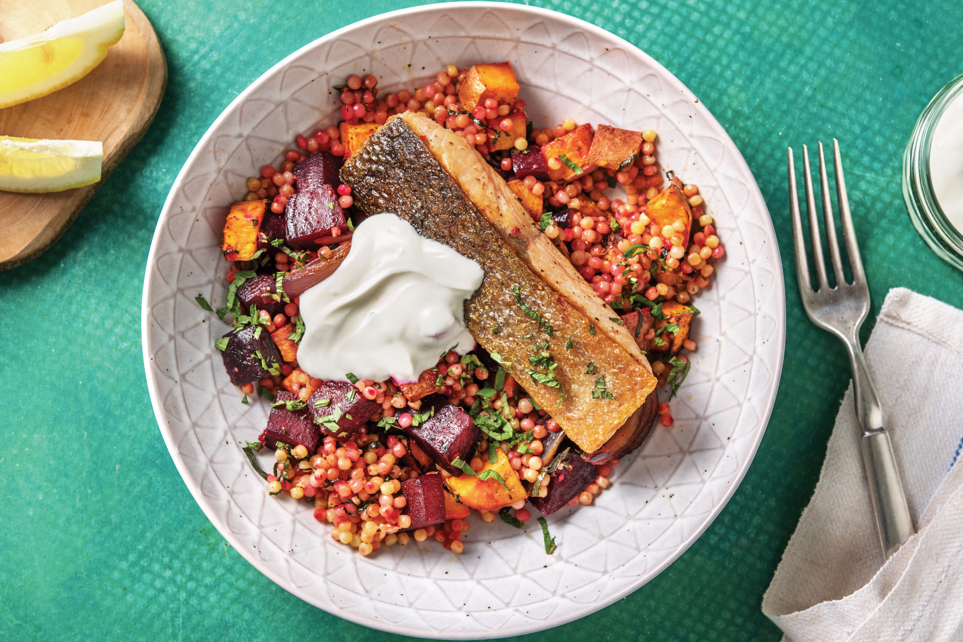 Seared Salmon & Pearl Couscous