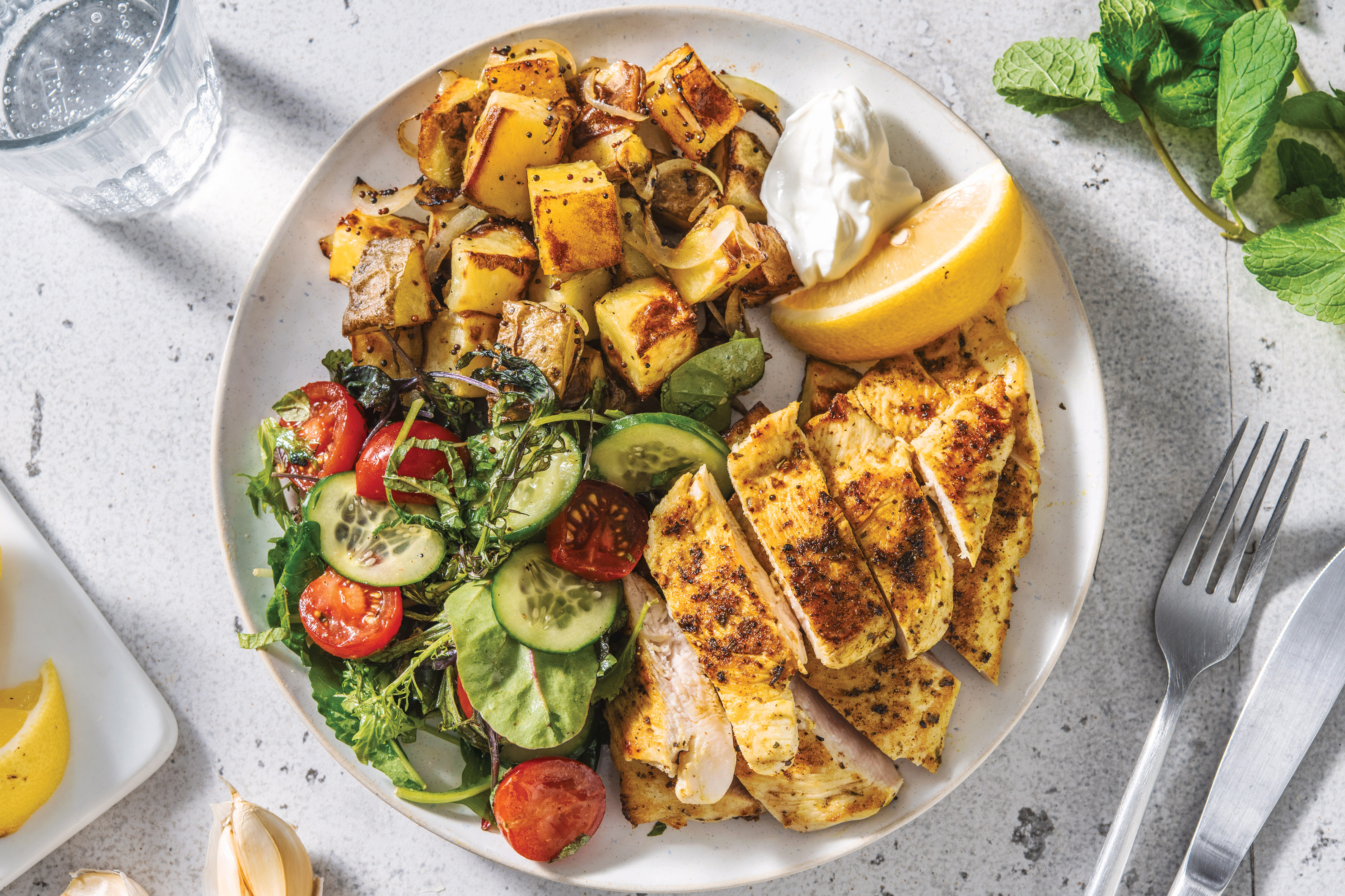 Indian Chicken & Spiced Potatoes with Garden Salad