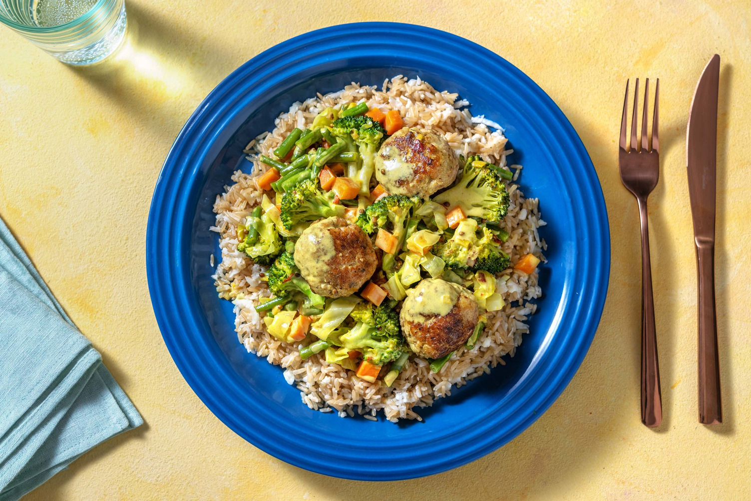 Curry doux de légumes et boulettes de viande