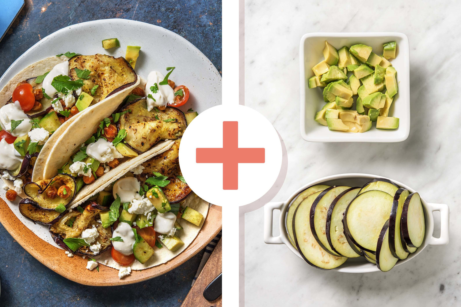 Double veggie - Tortillas garnies d'une salade de pois chiches et feta