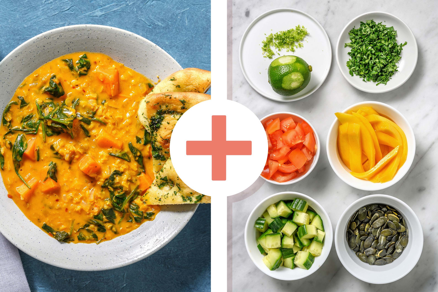 Dahl à l'indienne et pain naan épicés