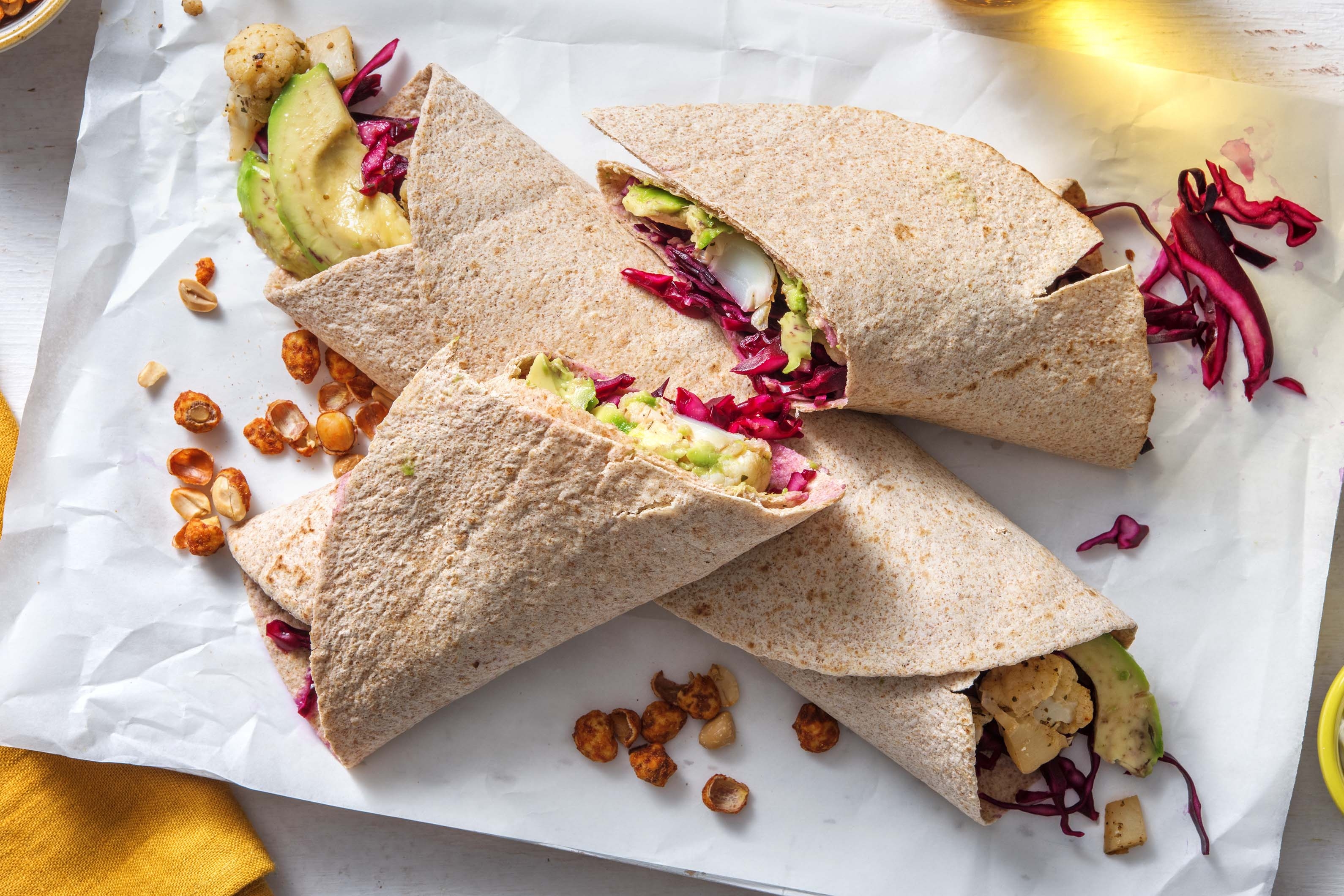 Bruine tortilla's met pittige bloemkool