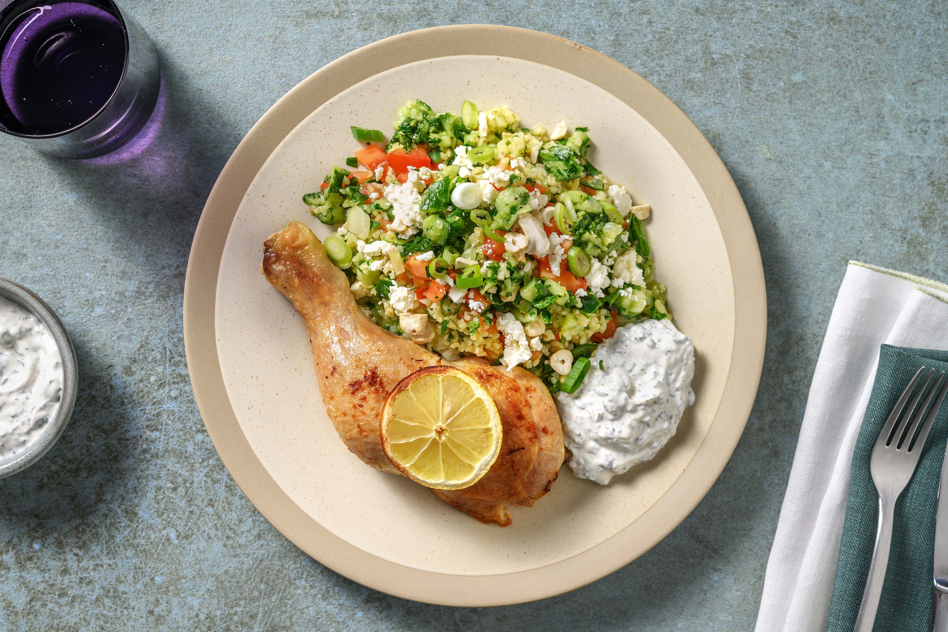 Zitronen-Hähnchenkeulen mit Tabbouleh