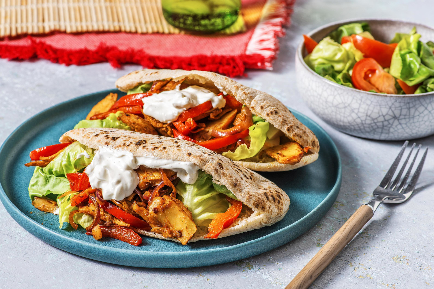 Pita met vegetarische döner kebab