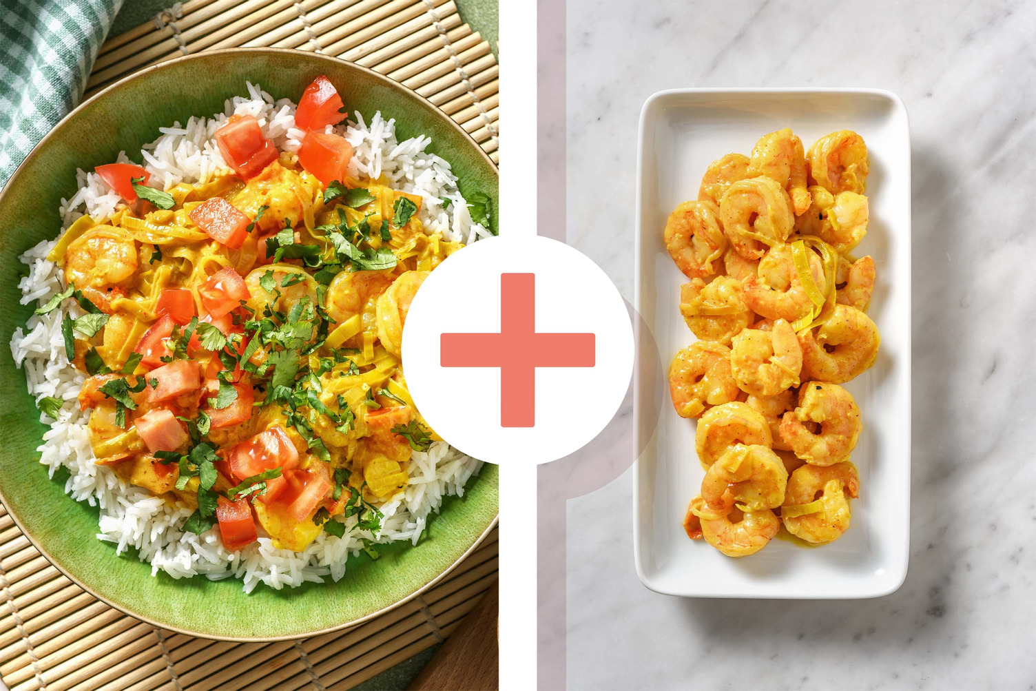 Curry de crevettes en double portion au vadouvan