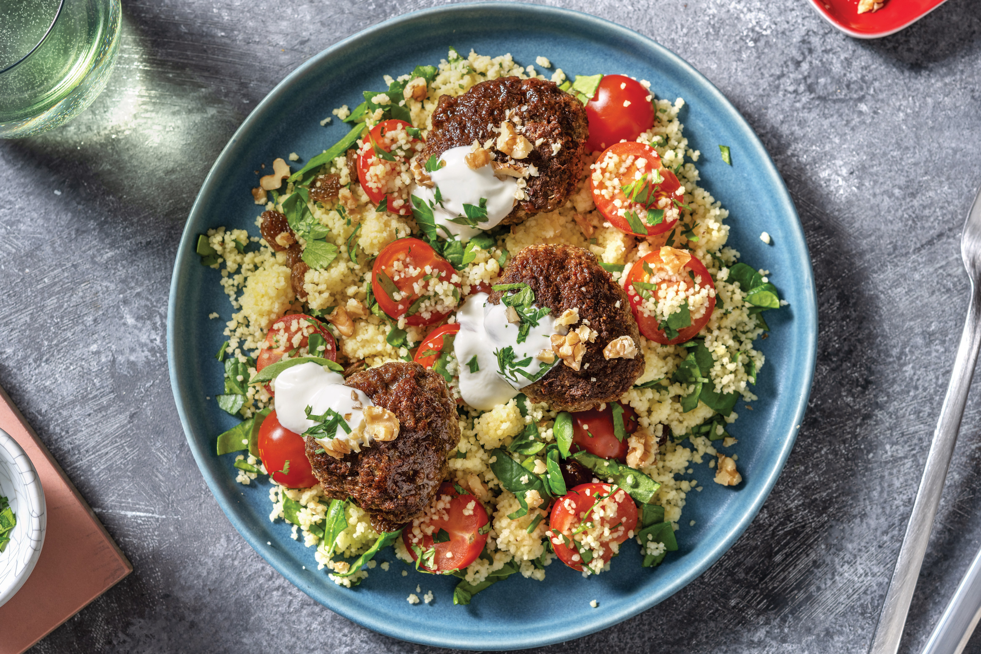 Beef Koftas & Couscous Tabbouleh with Lemon Yoghurt