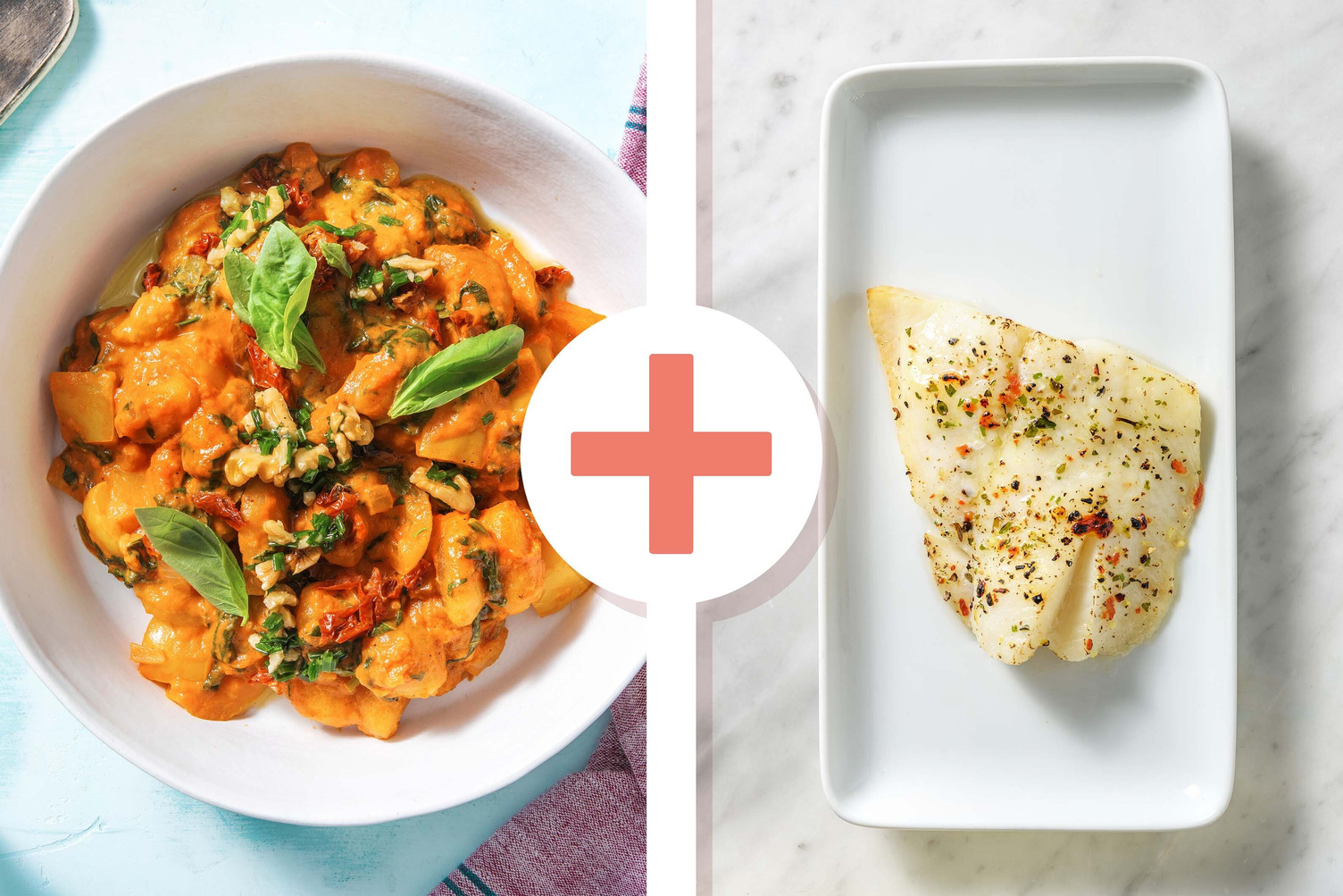 Gnocchi in Tomatensoße mit Heilbutt