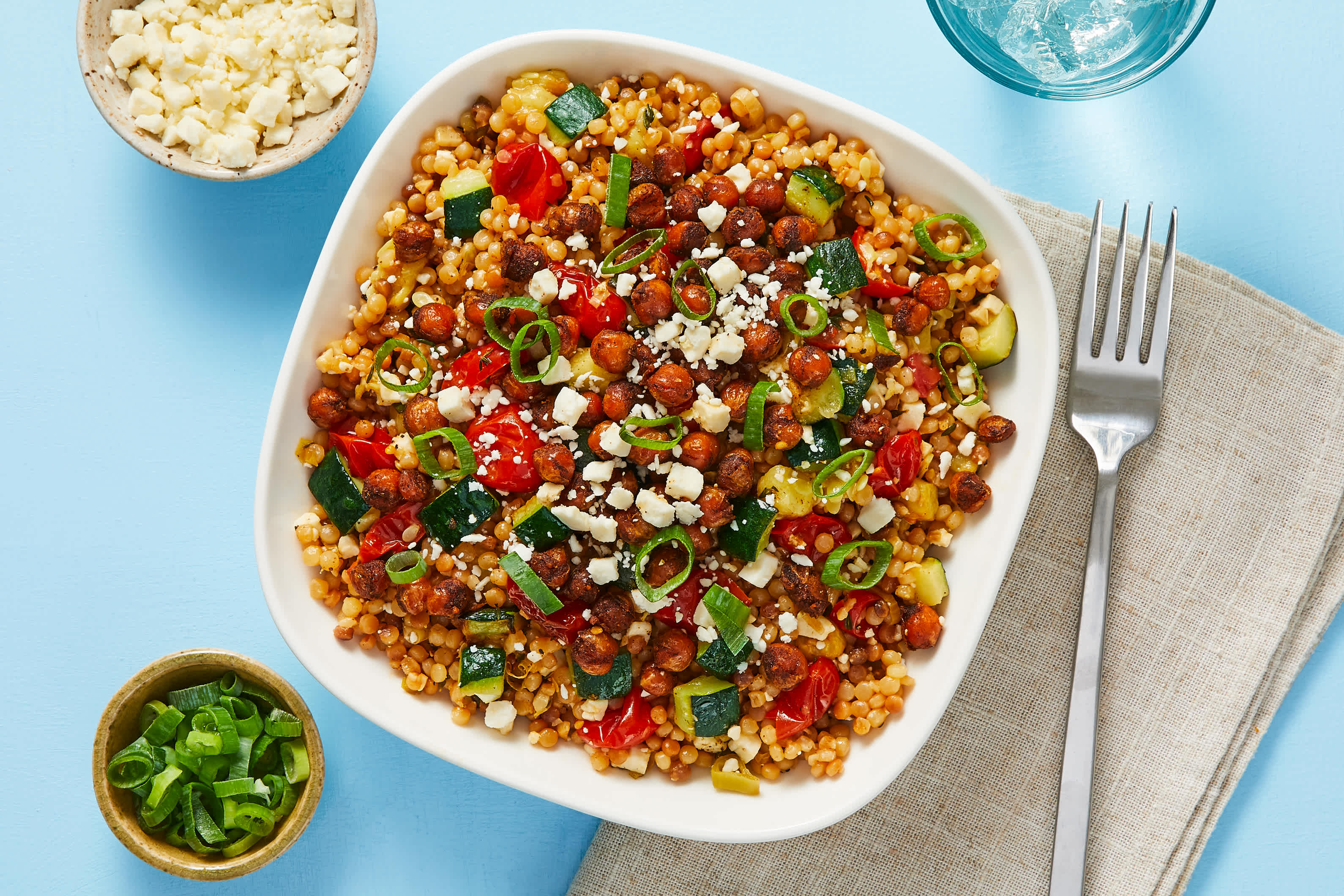 [ADD ORGANIC CHICKEN CUTLETS TO VEGGIE] BE Pearl Barley Salad - grape tomatoes (no heirloom)