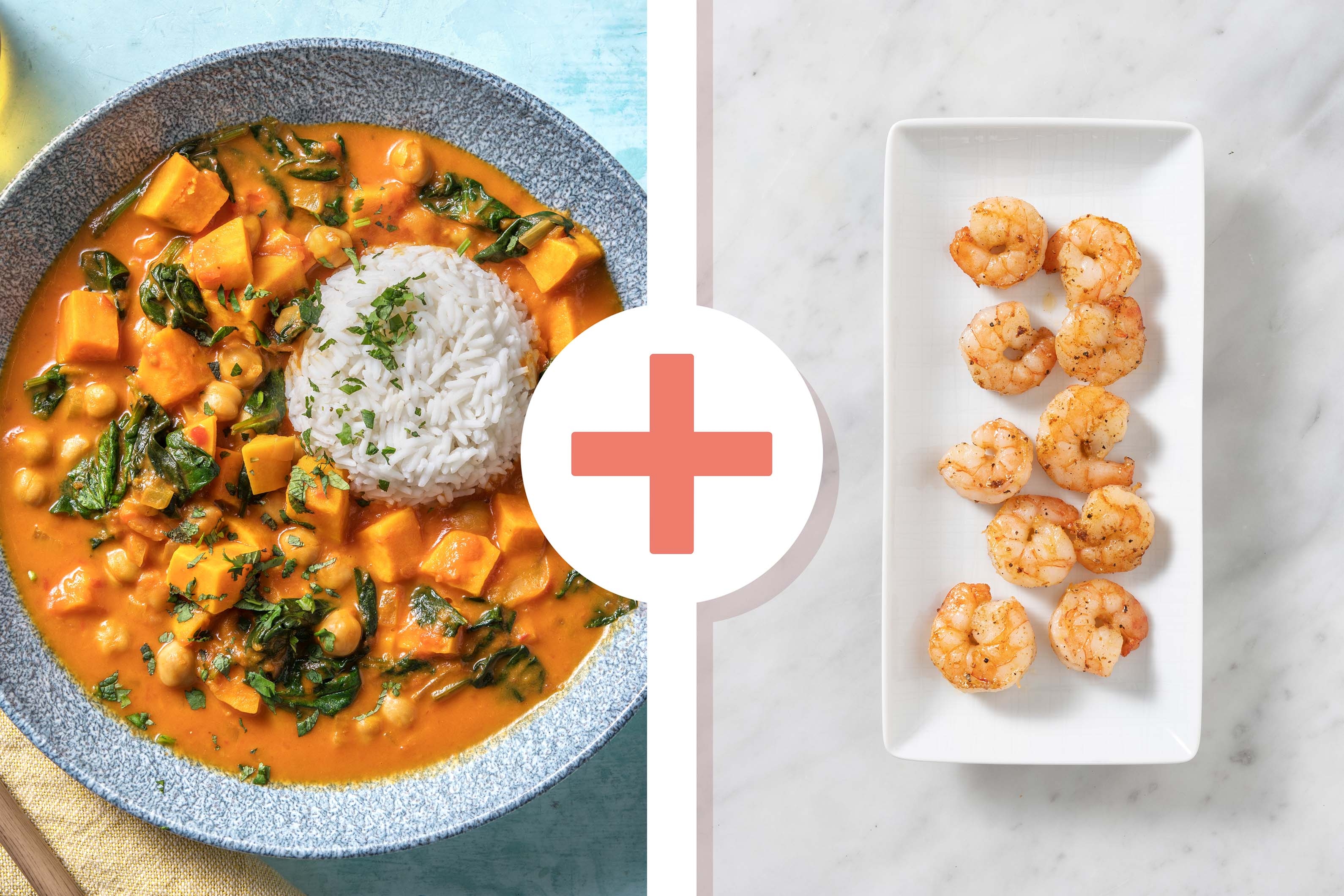 Curry de pois chiches et crevettes en extra