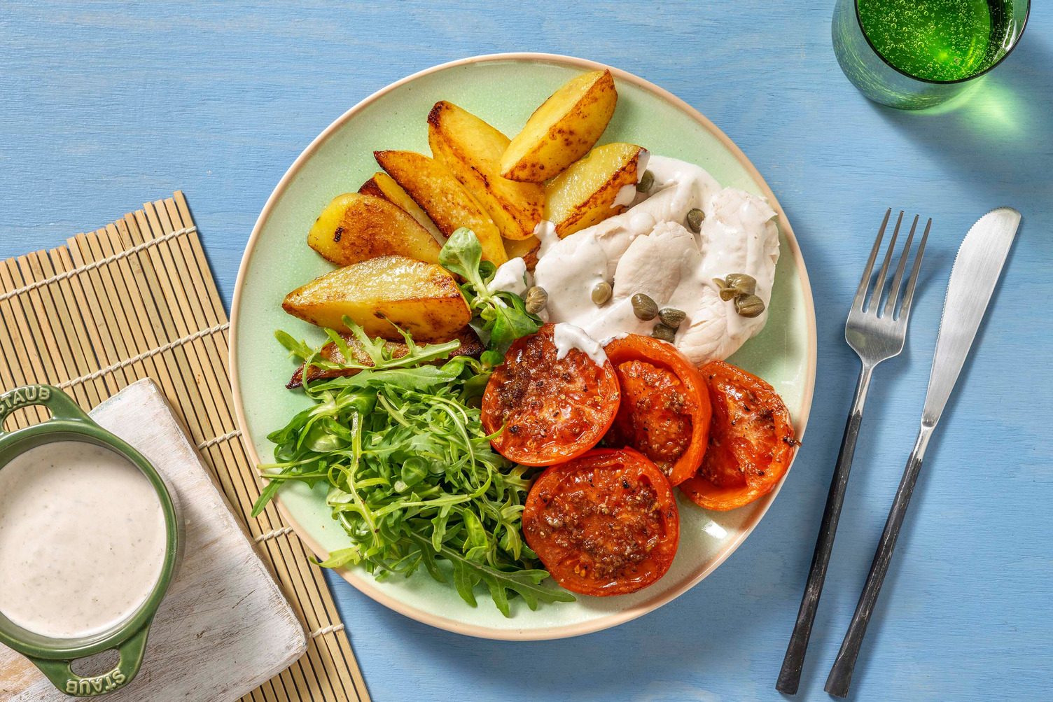 Pollo tonnato et pommes de terre poêlées