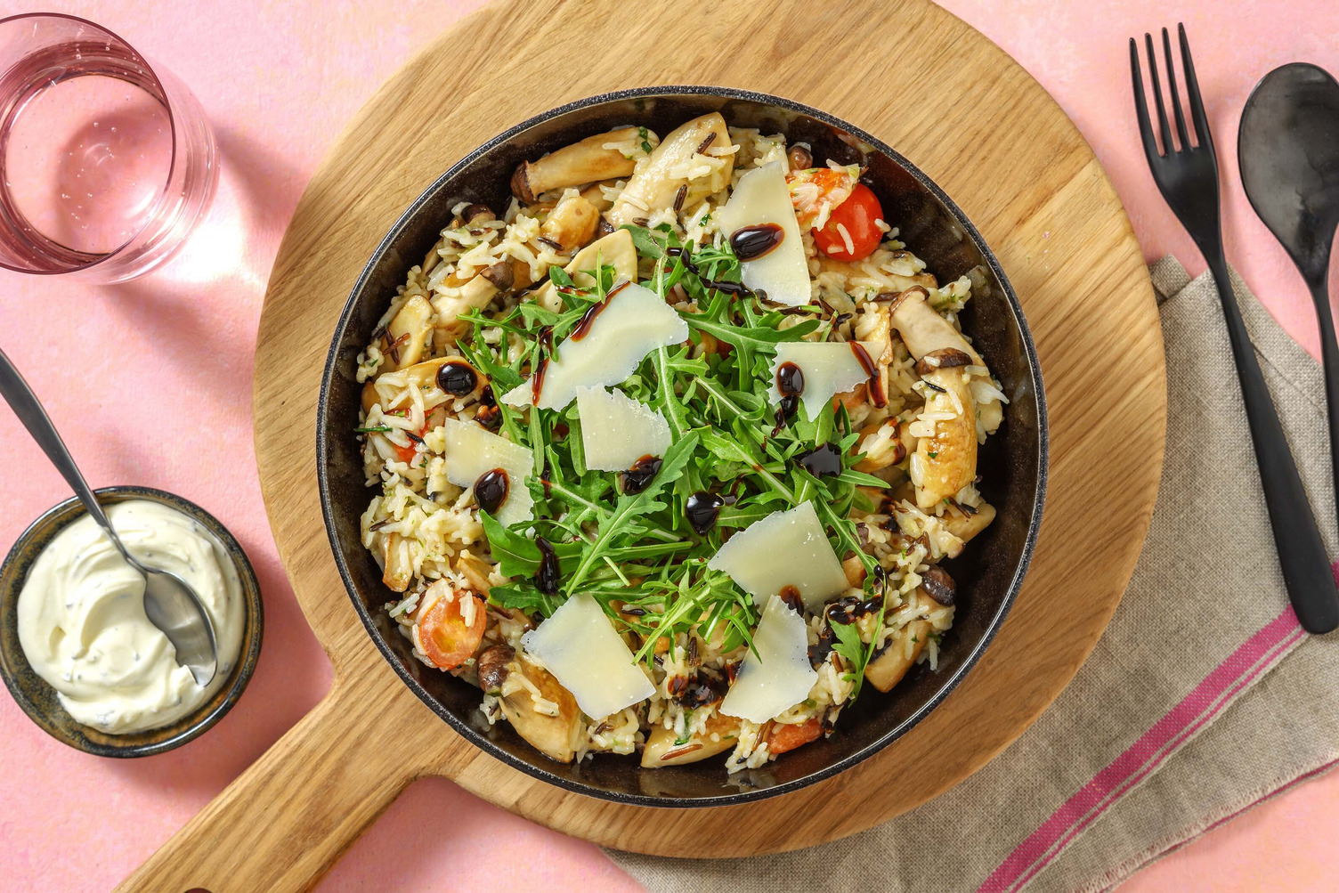 Wildreispfanne mit Kräuterseitlingen