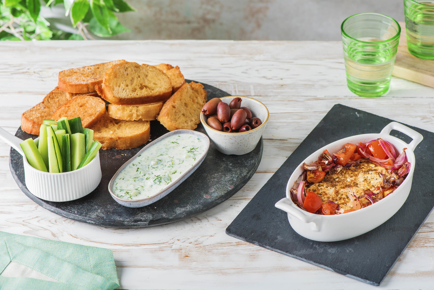 Gebackener Hirtenkäse mit Kalamata-Oliven