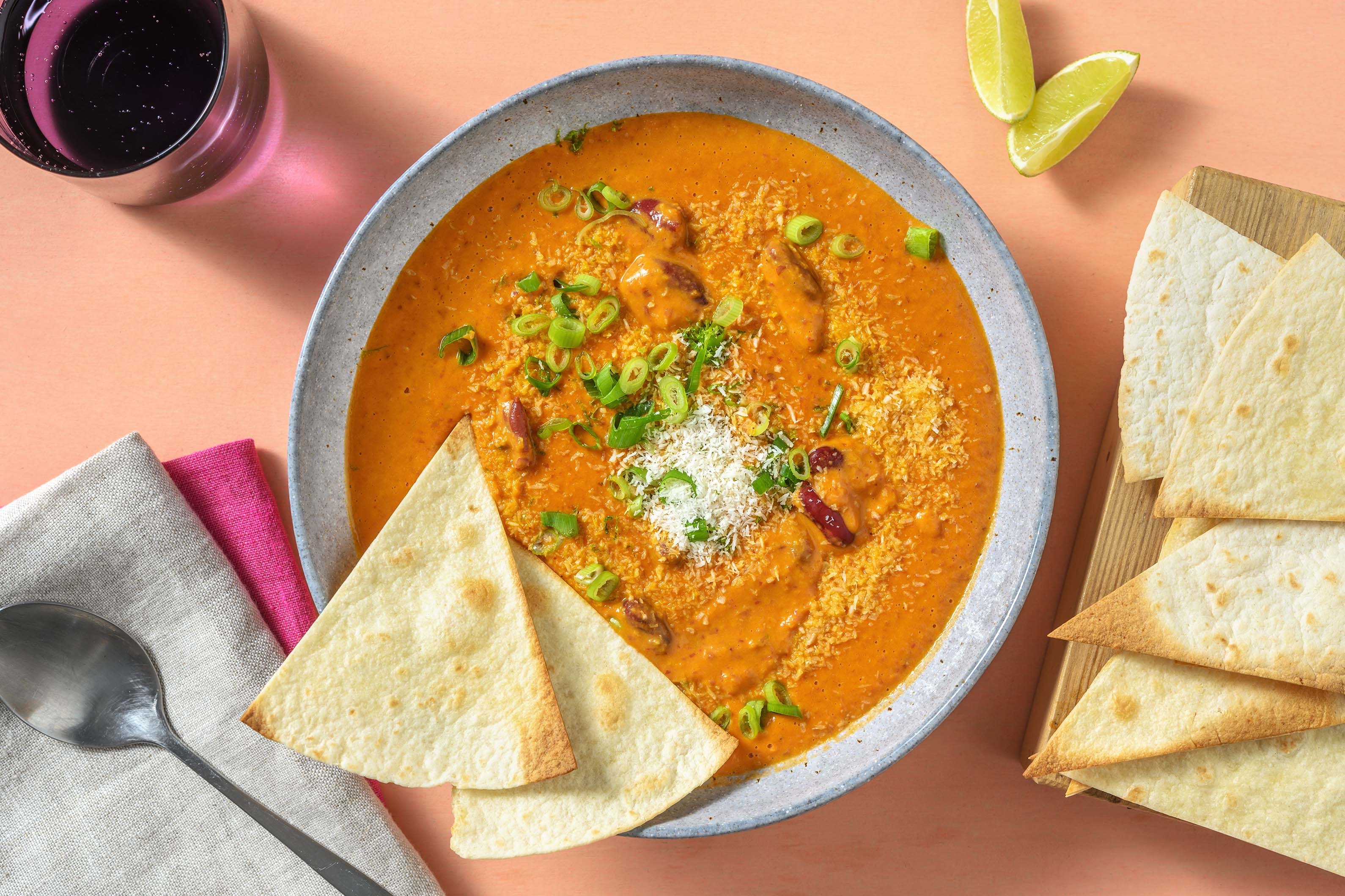 Herzhafte Kokossuppe mit Kidneybohnen