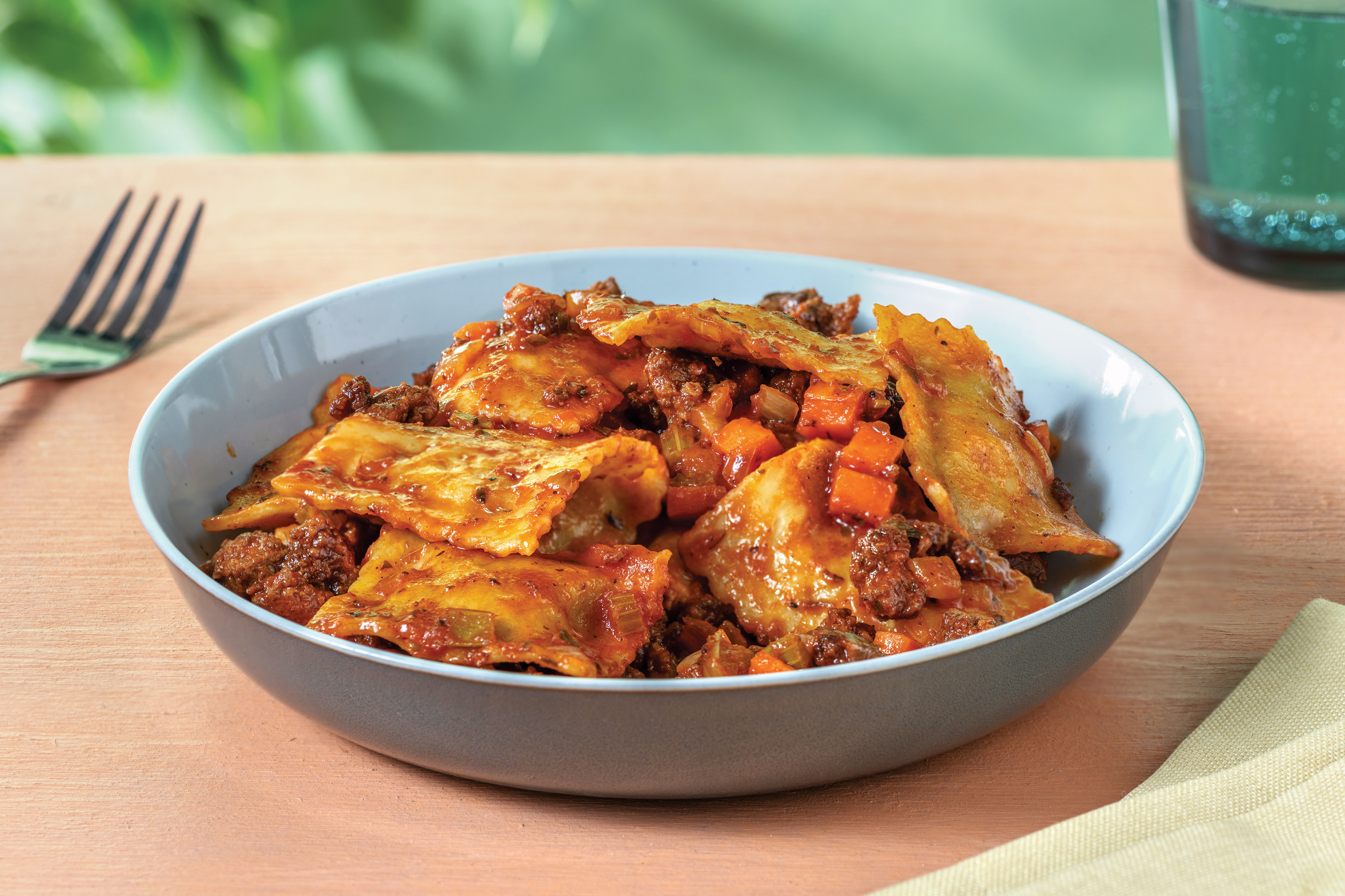 Beef Ravioli with Bolognese Sauce