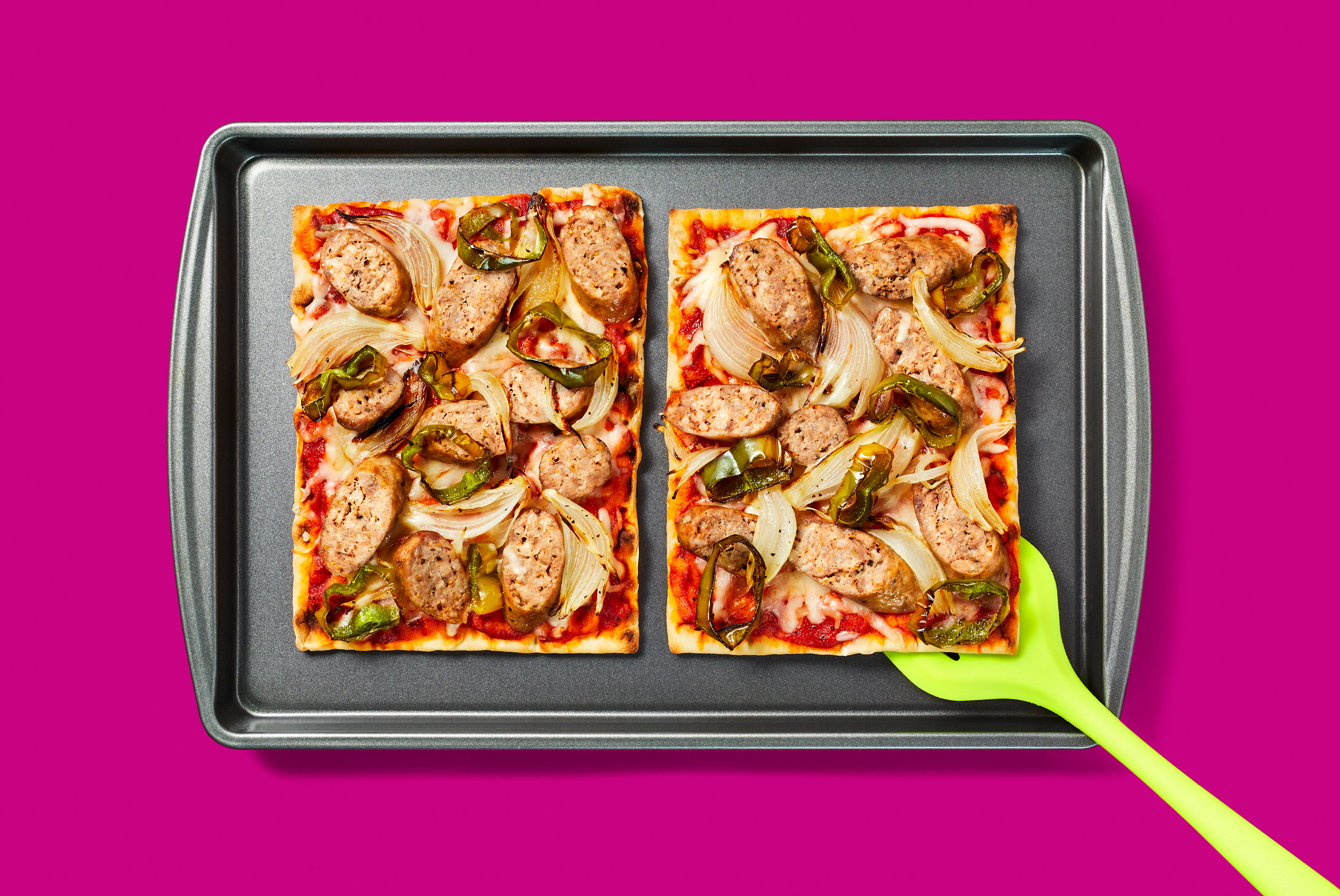 Sheet Pan Pork Sausage & Pepper Flatbreads