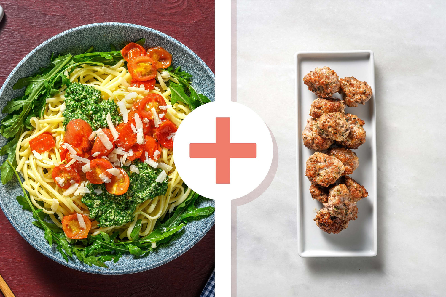 Linguine aux boulettes de poulet en extra