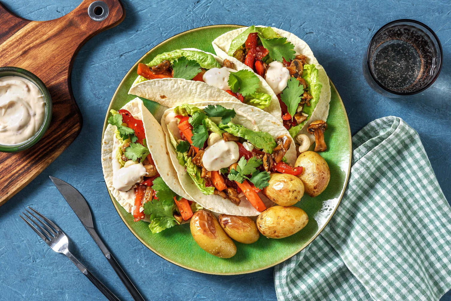 Veggie-Teriyaki-Wraps mit Koriander & Drillingen