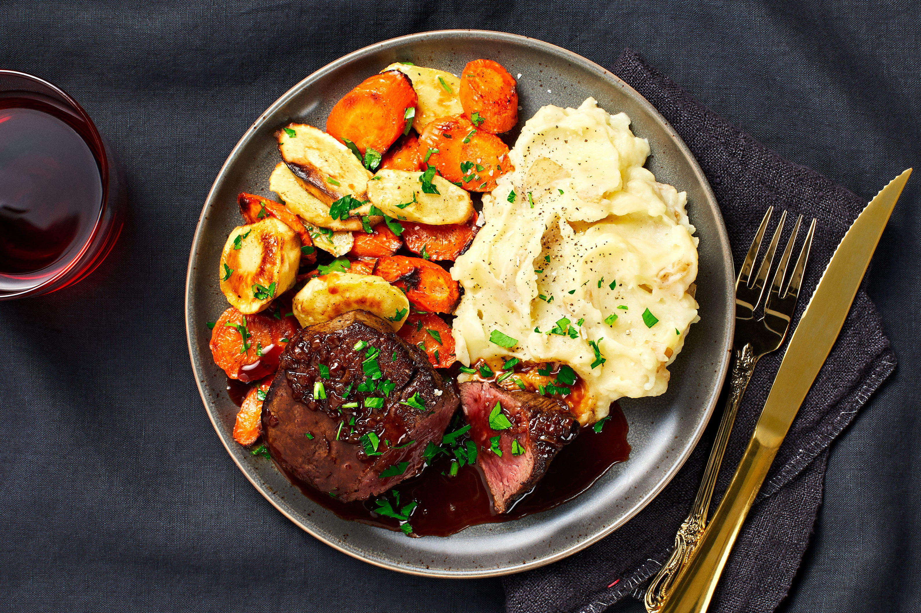 Beef Tenderloin with Root Vegetables