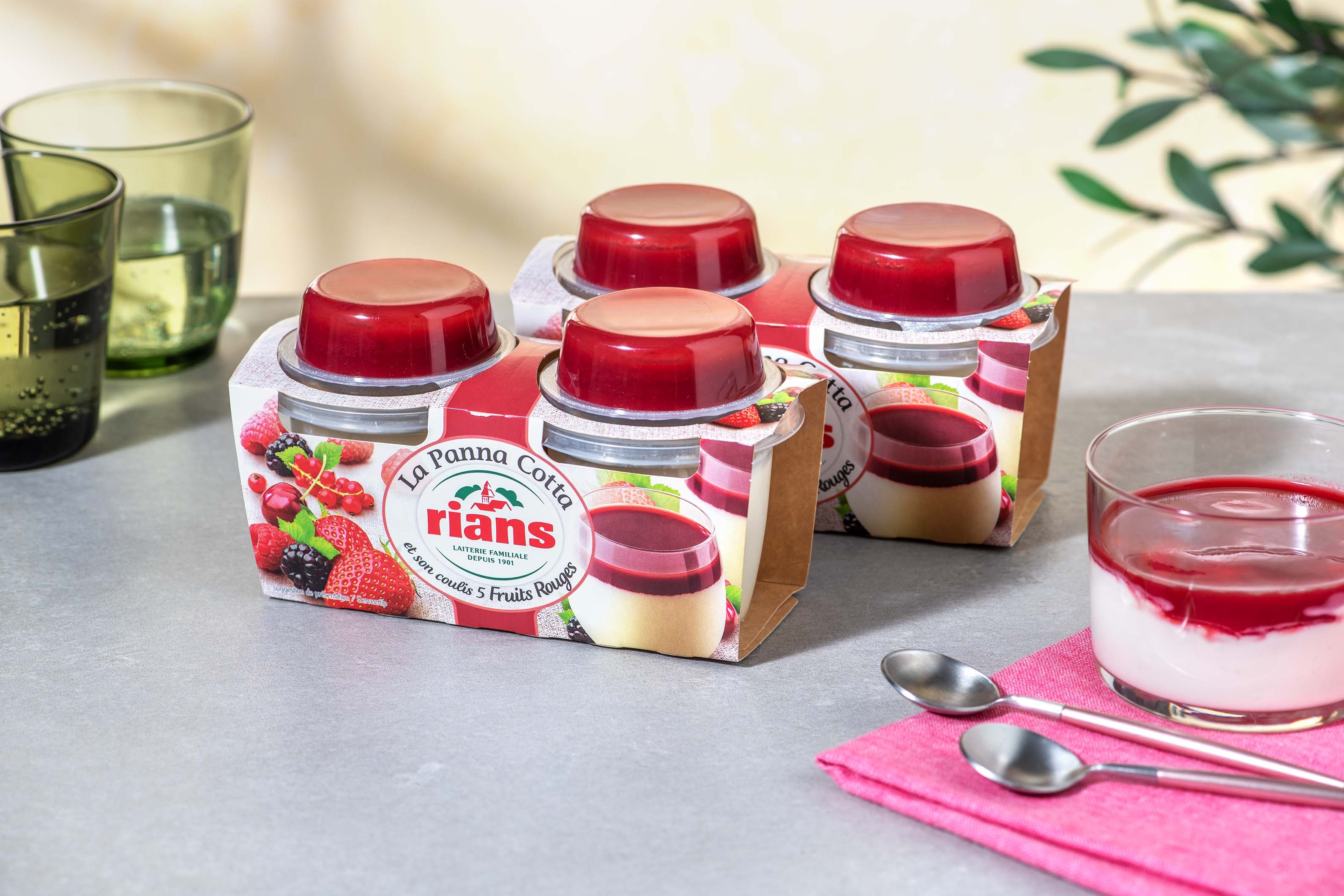 Panna cotta met rode vruchtencoulis