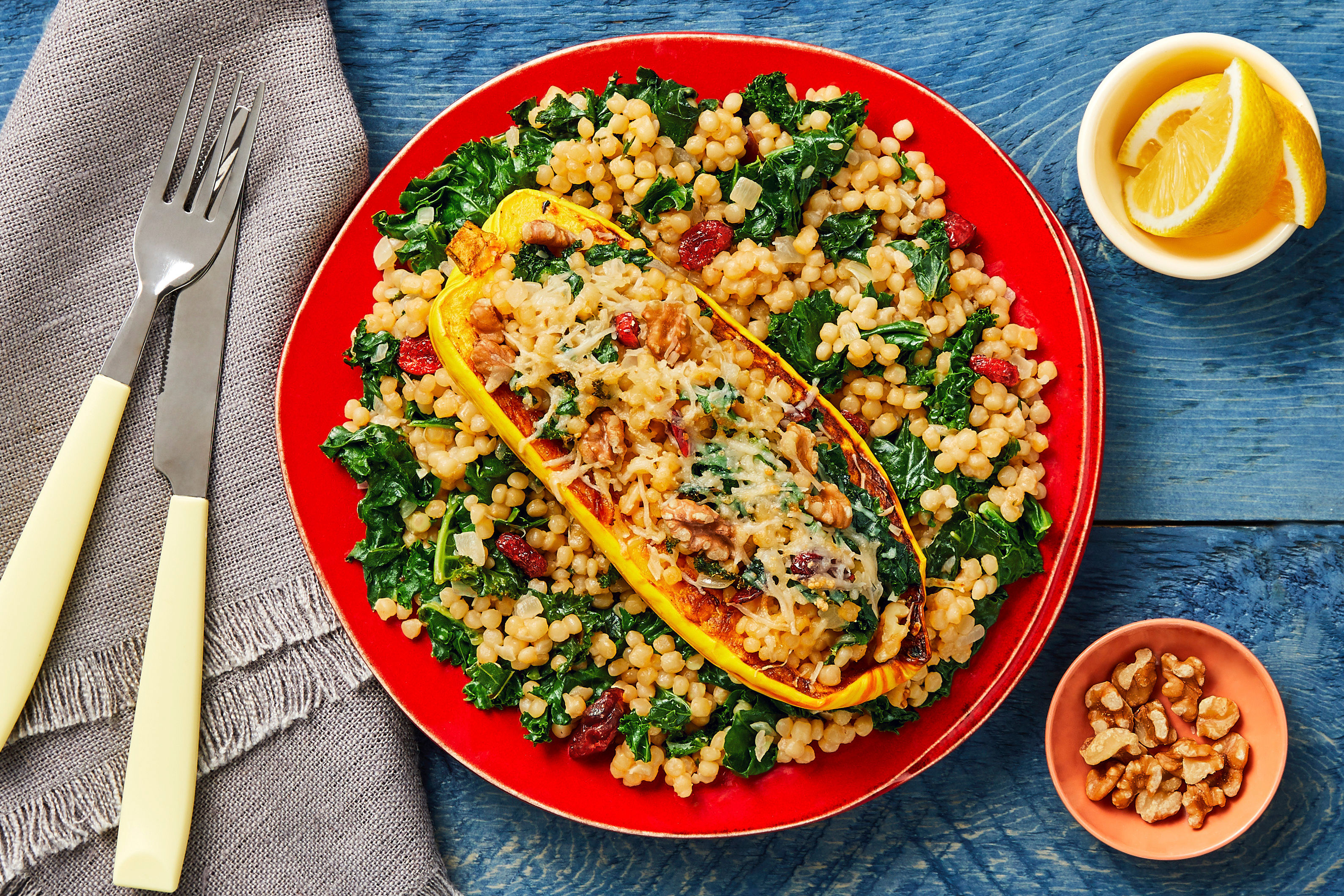 Kale, Cranberry & Walnut Stuffed Squash