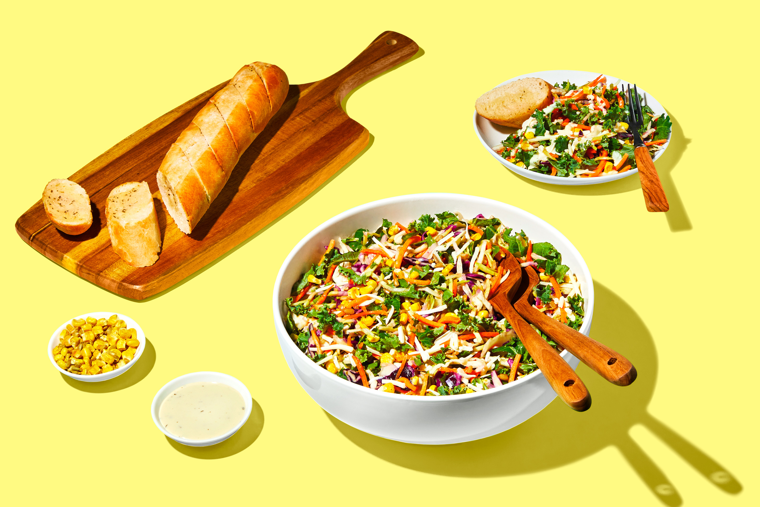 Avocado Ranch Salad + Garlic Bread