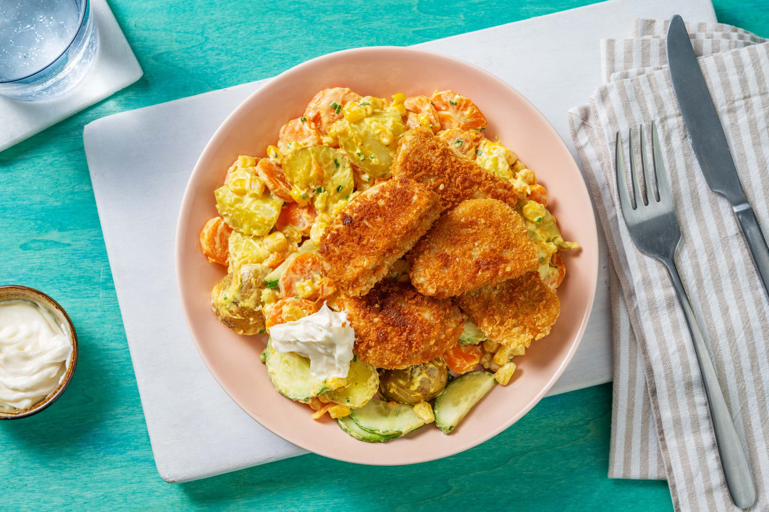Nuggets végétariens et salade de grenailles
