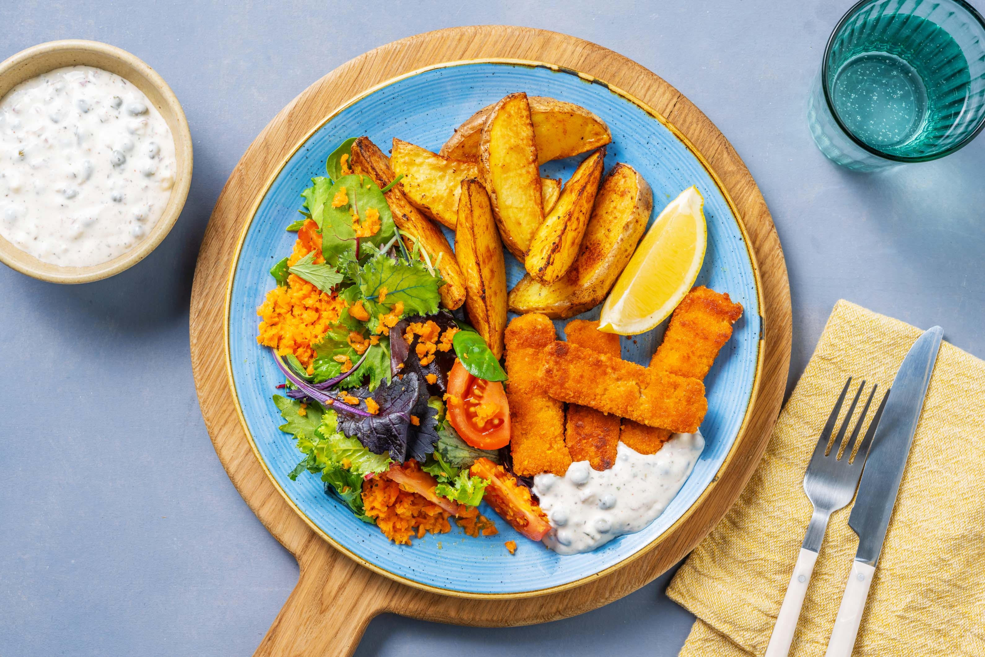 Vegan Fish & Chips mit Kapern-Remoulade